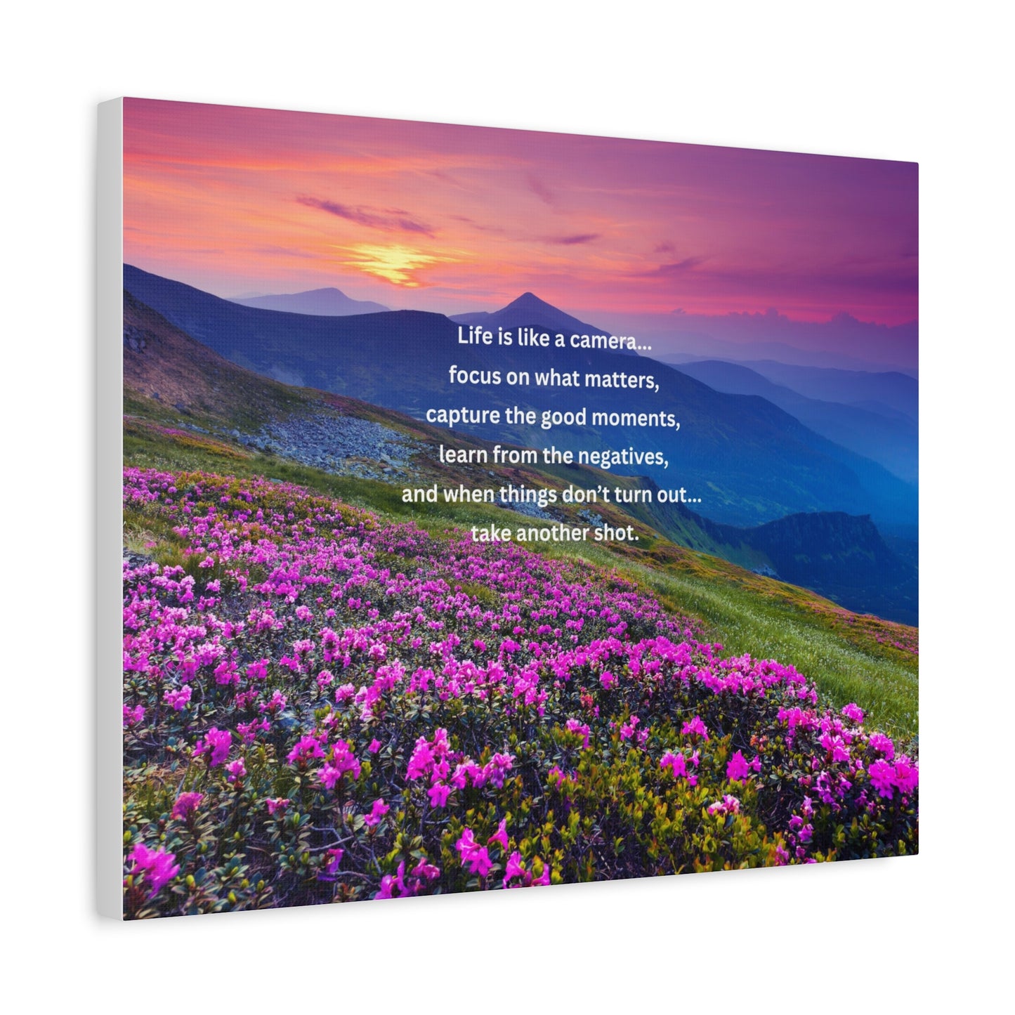 Inspirational Photography Quote Canvas — "Life is like a camera" Stretched Wall Art