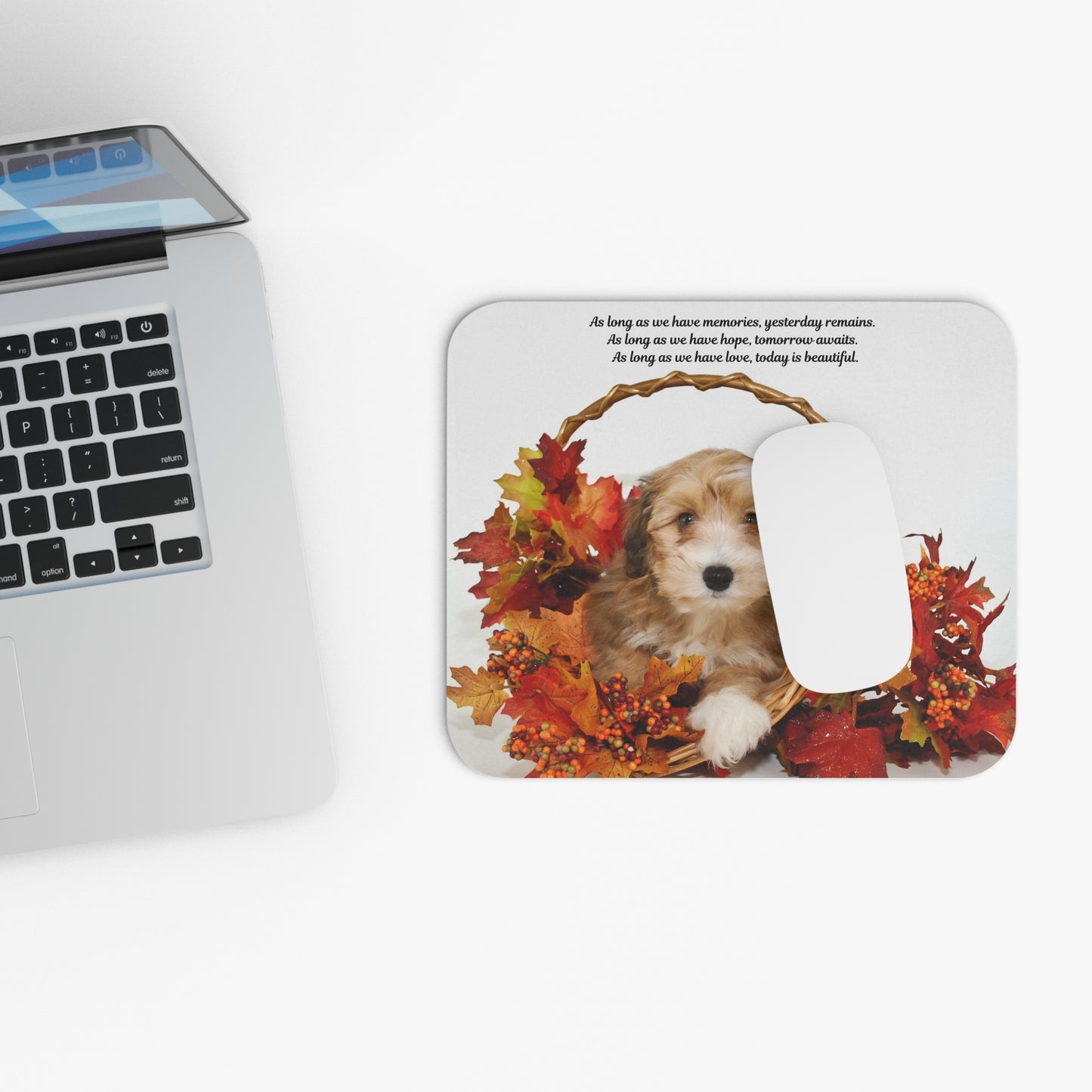 Adorable Dog Mouse Pad | Inspirational Pet Decor, Office Gift, Fall Home Decor, Animal Lover Accessory, Memory Quote