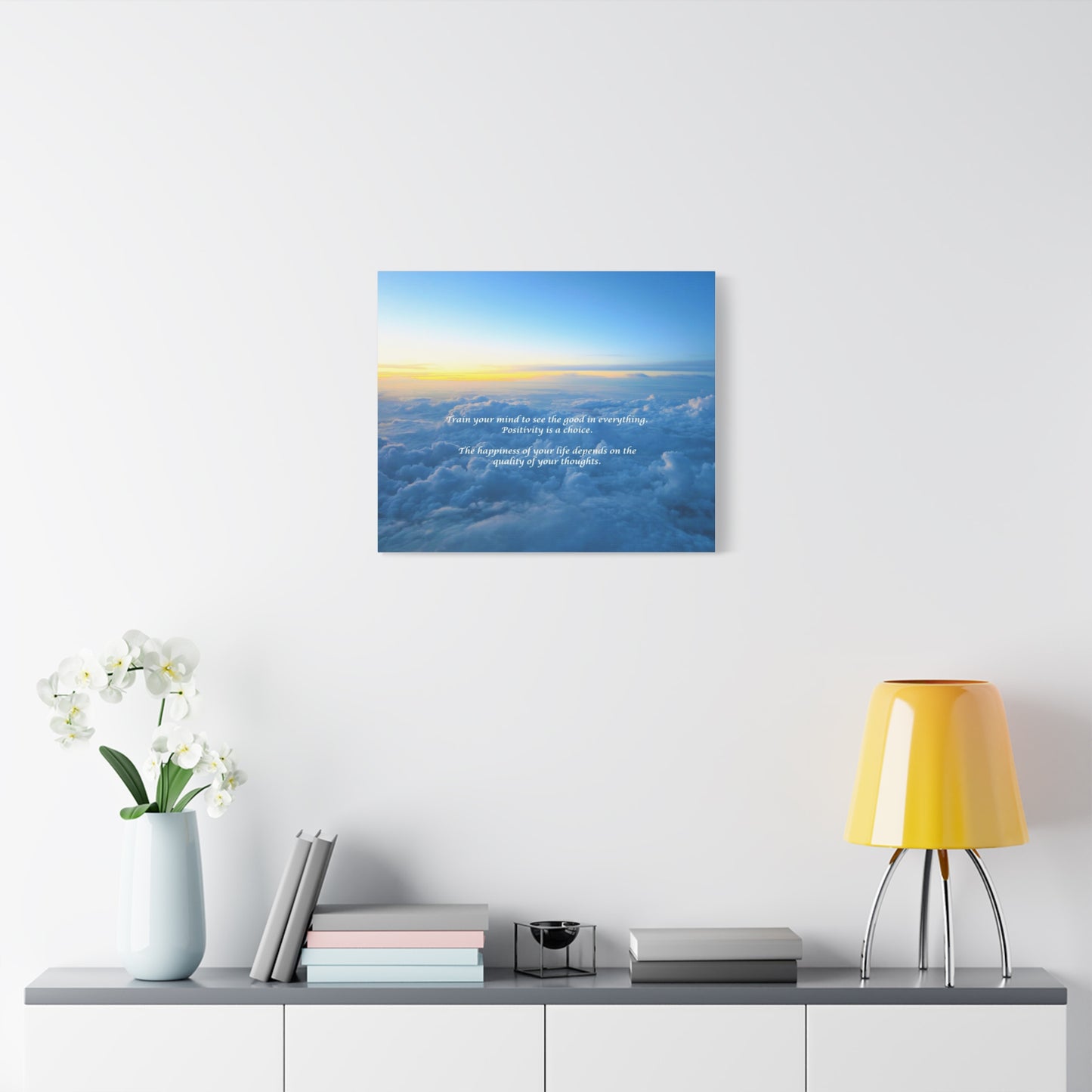 Inspirational Cloudscape Canvas Print — "Train your mind to see the good" Wall Art