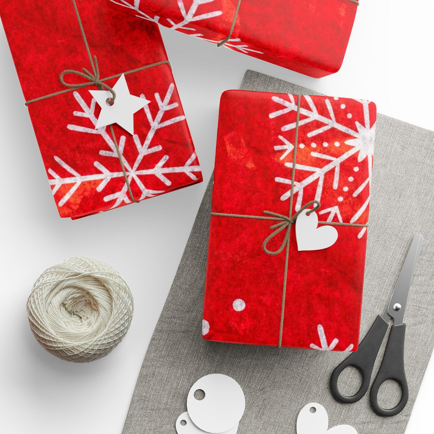 Holiday Snowflake Wrapping Paper Roll – Red Christmas Gift Wrap
