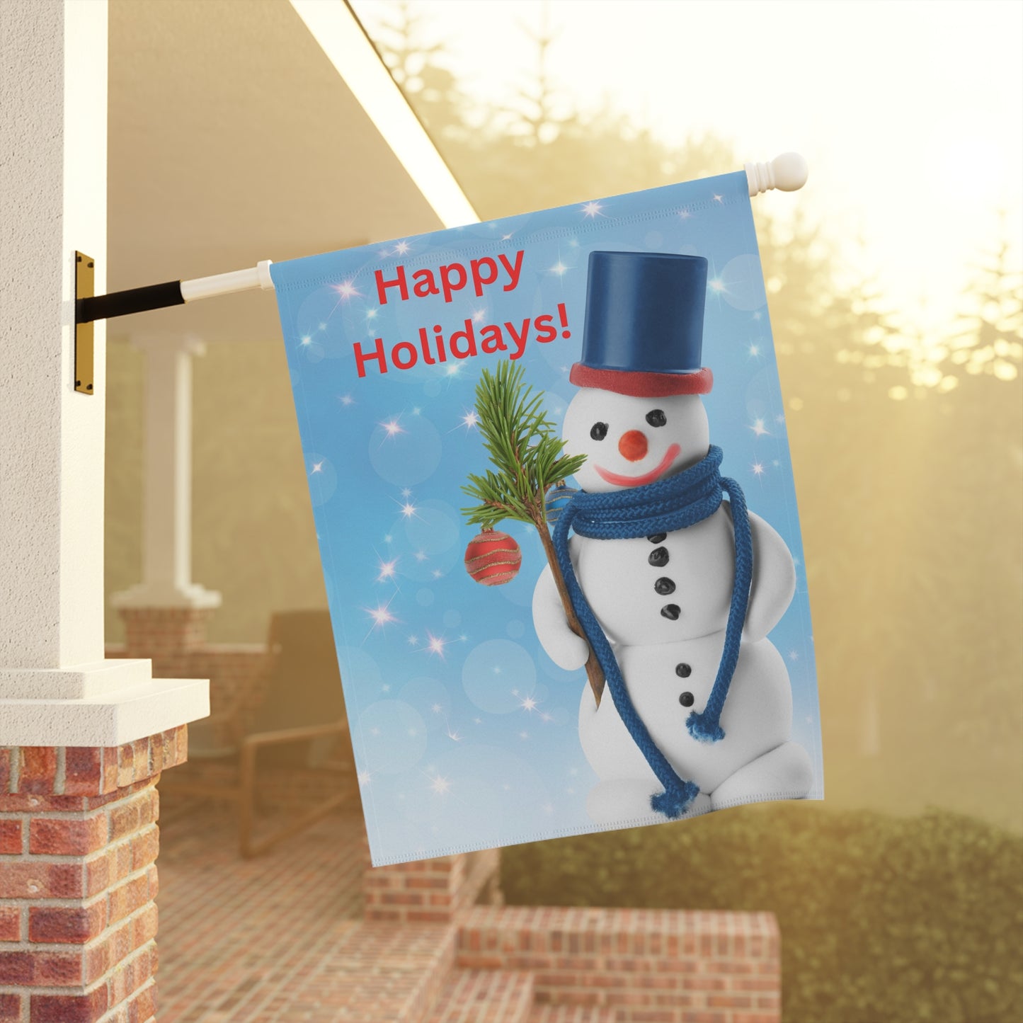 Happy Holidays Snowman Garden Flag - Holiday House Banner