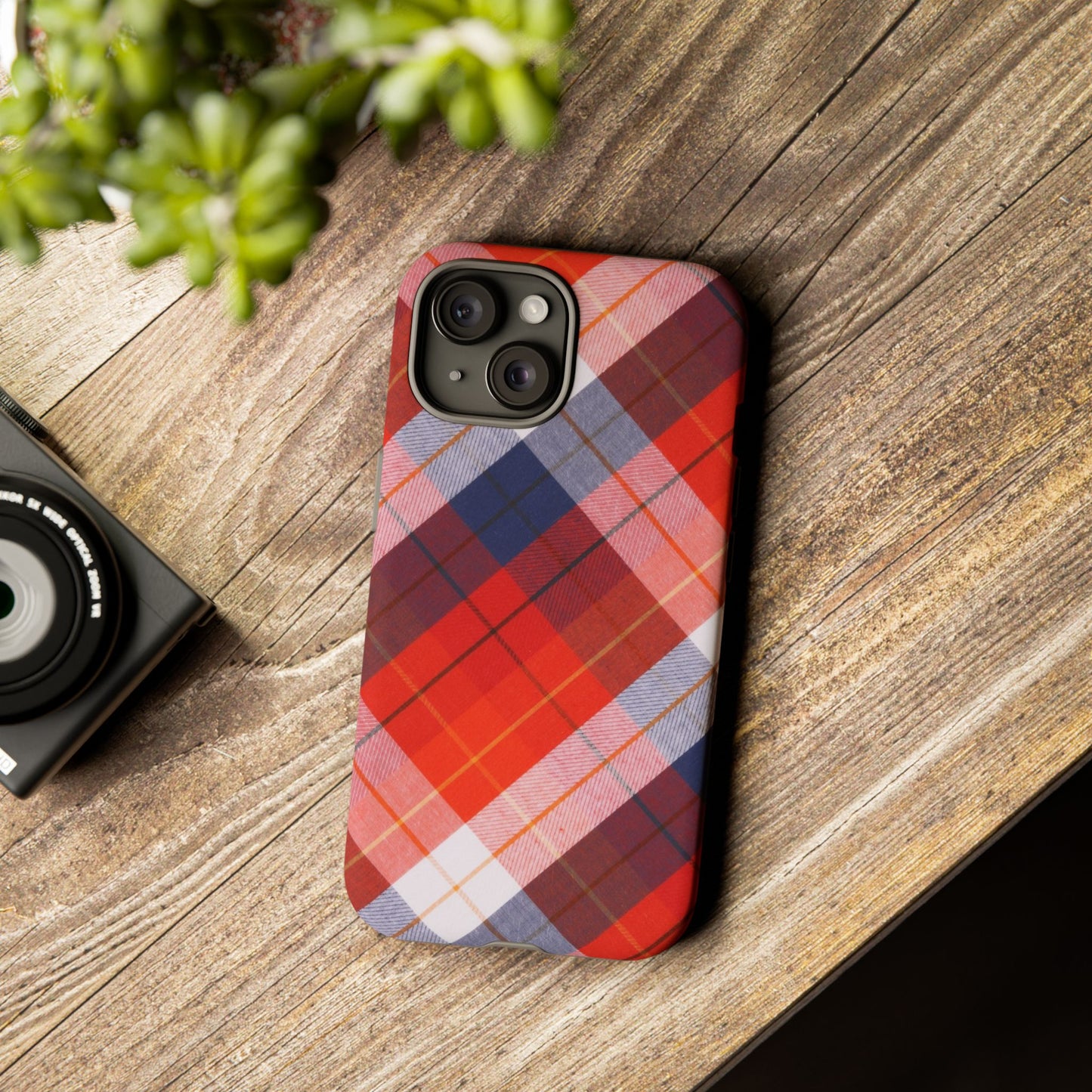 Tough Cases, Beautiful Red, White & Blue Plaid Design