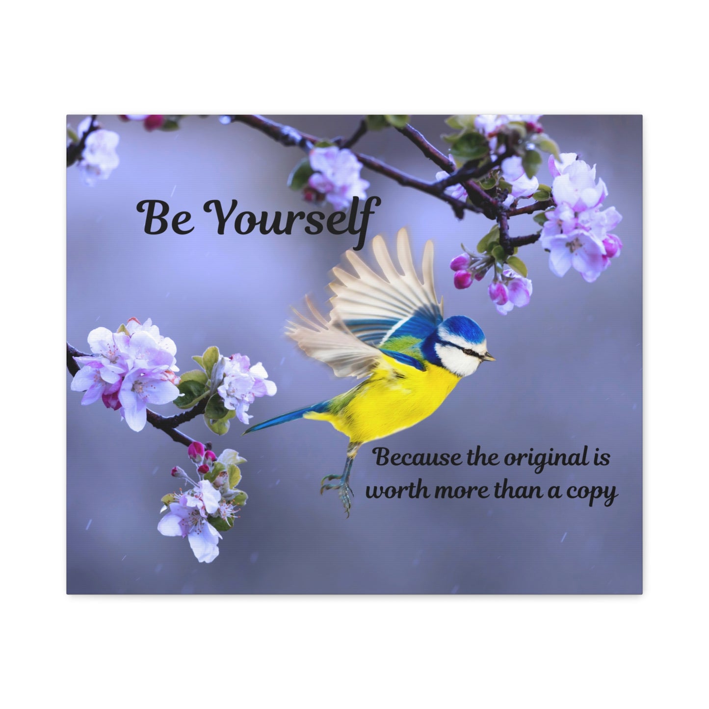 Inspirational Bird Canvas Wall Art, Be Yourself Quote, Home Decor, Nature Lover Gift, Motivational Artwork, Unique Gift for Her