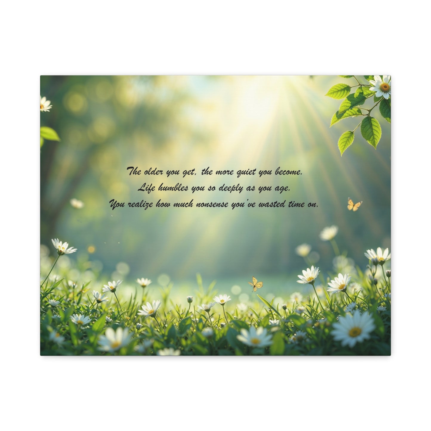 Sunlit Daisy Meadow Canvas Print – Inspirational Quote Wall Art