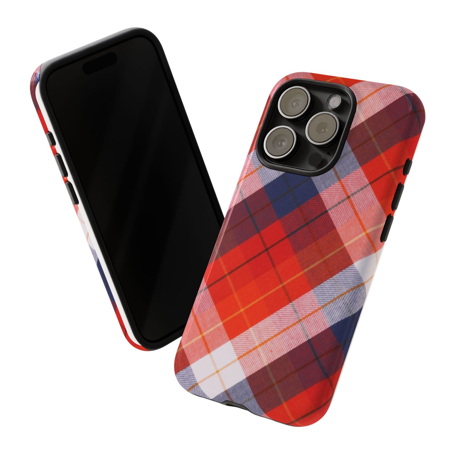 Tough Cases, Beautiful Red, White & Blue Plaid Design