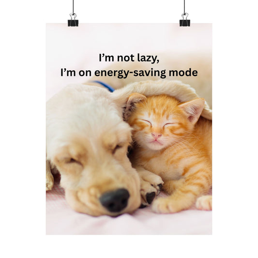 Cozy Pet Wall Art, Cute Animal Decor, Funny Home Decoration, Gift for Pet Lovers, Cat & Dog Poster, Energy-Saving Mode Art