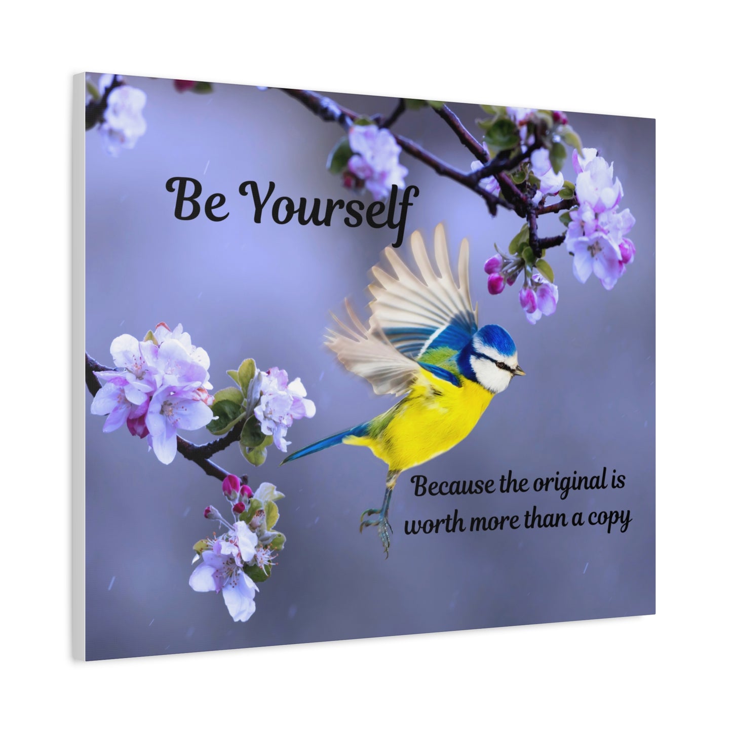 Inspirational Bird Canvas Wall Art, Be Yourself Quote, Home Decor, Nature Lover Gift, Motivational Artwork, Unique Gift for Her