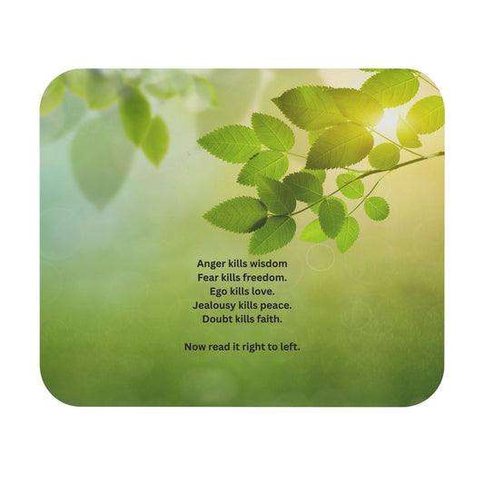 Inspirational Leaf Mouse Pad — Reversible Wisdom Quote Desk Mat