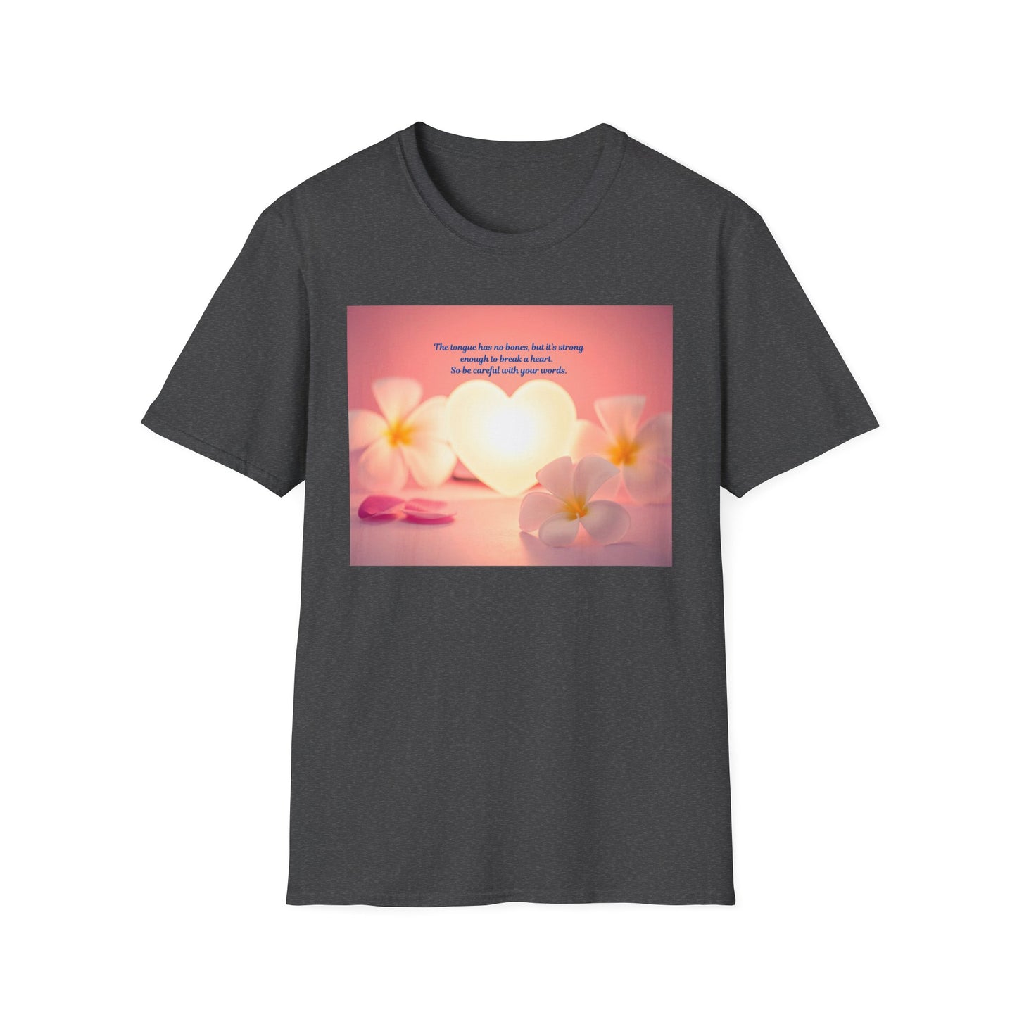 Inspirational Heart & Plumeria T-Shirt – 'The stronger the love...' Motivational Floral Tee