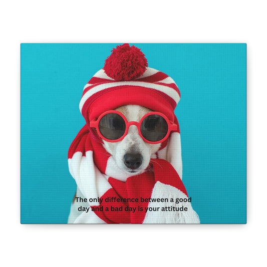 Whimsical Dog Canvas Art, Animal Lover, Inspirational Quote, Puppy Power