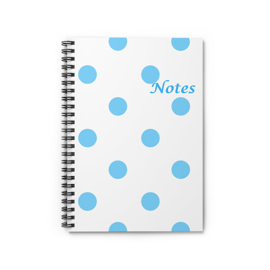 Blue Polka Dot Notes Spiral Notebook — Ruled Lined Journal for School & Office