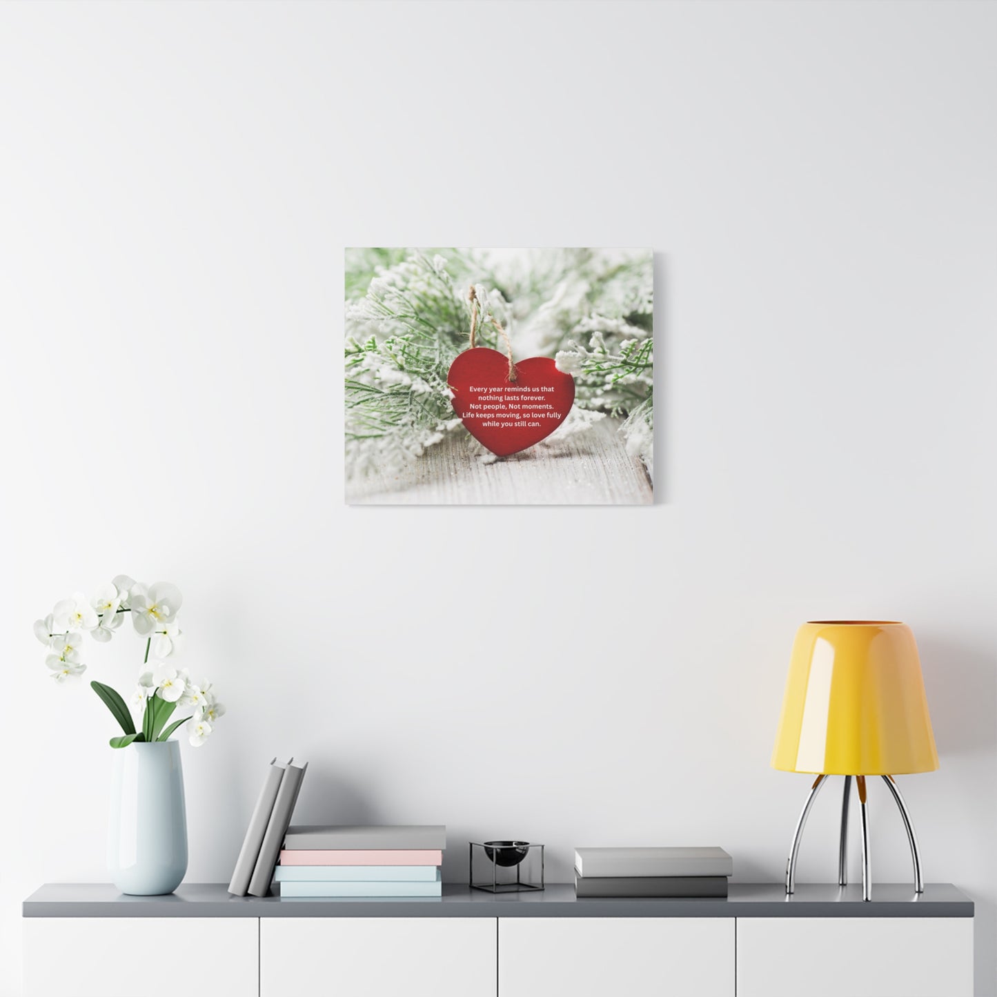 Canvas Wall Art - Red Heart Ornament with Inspirational Quote (Matte Stretched Canvas)