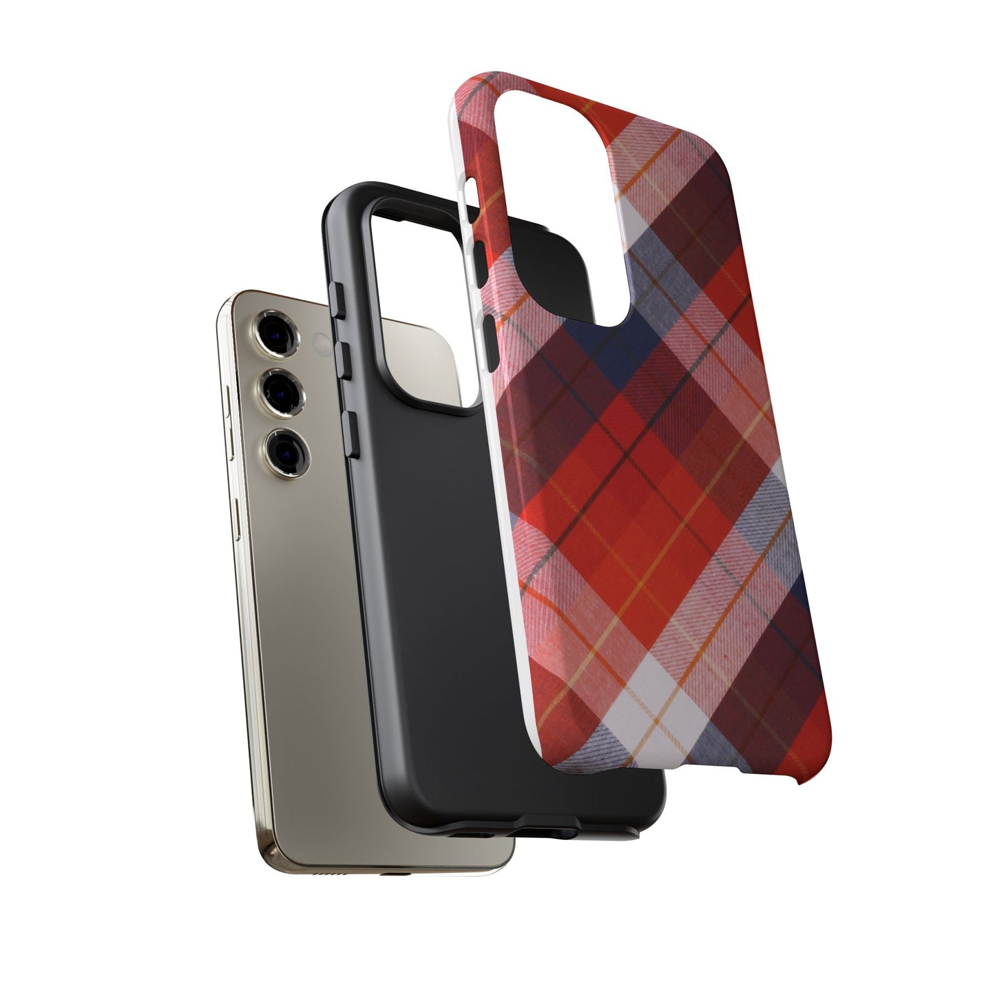 Tough Cases, Beautiful Red, White & Blue Plaid Design