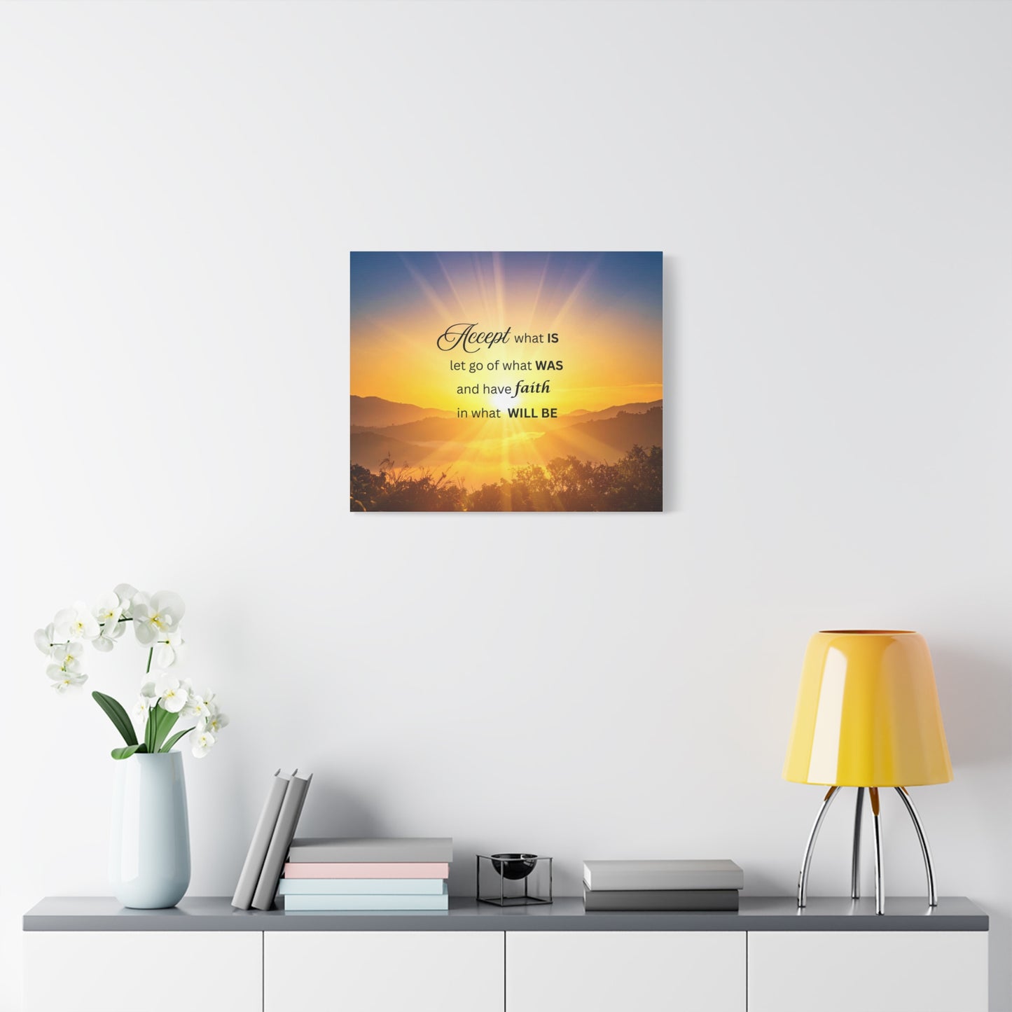 Accept What Is Inspirational Canvas Wall Art — Motivational Quote Sunrise Print