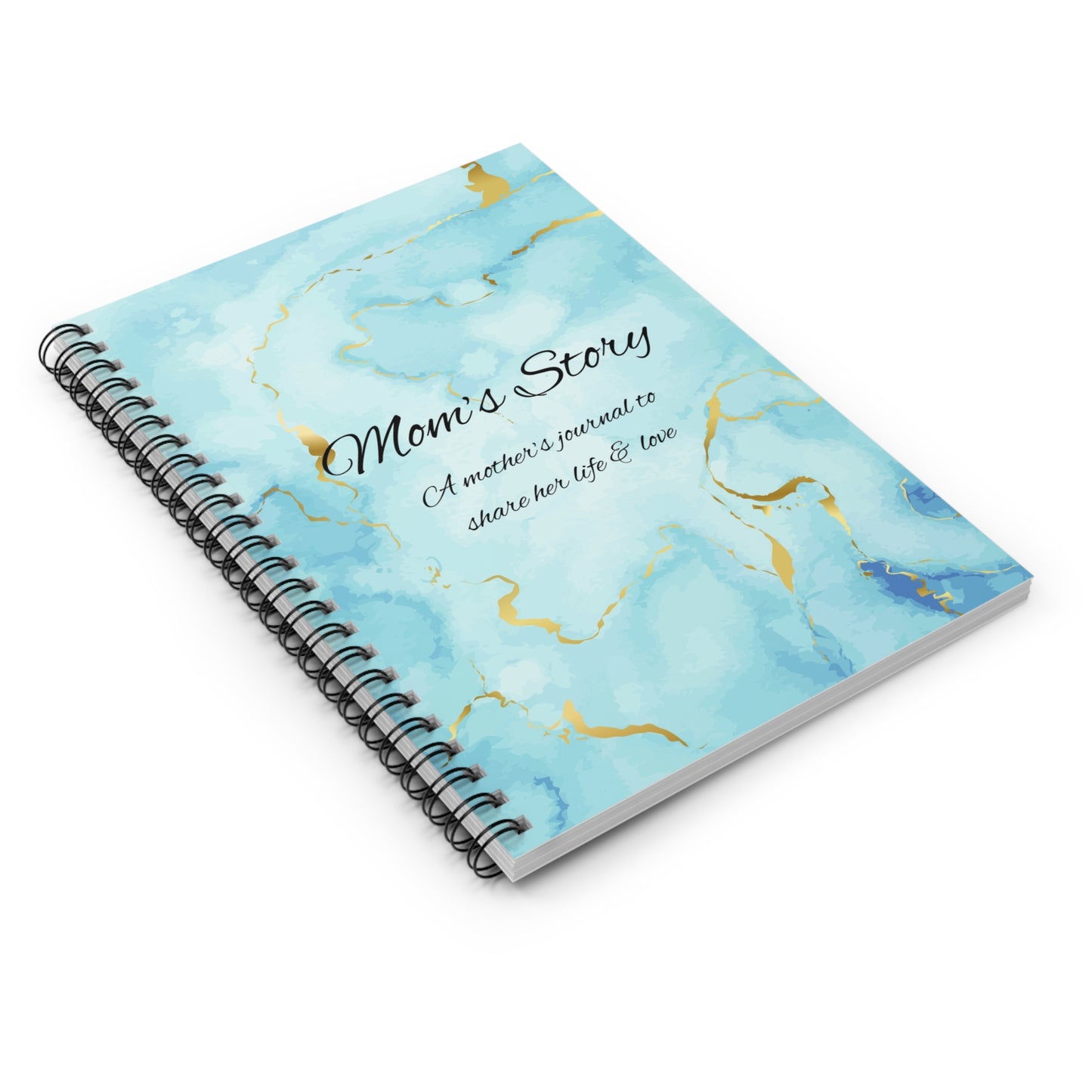 Mom's Story Spiral Notebook - A Mother's Journal to Share Life & Love, Birthday Gift for Moms, Keepsake Journal, Blue Marble Design