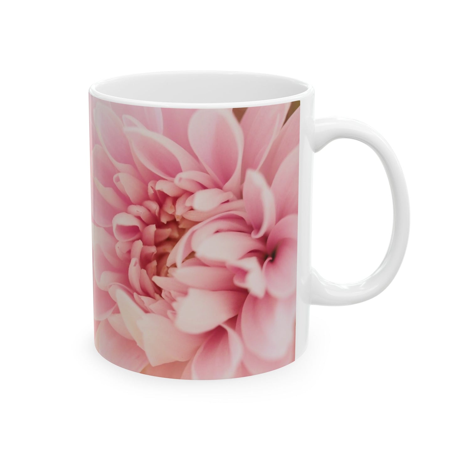 Pink Floral Ceramic Mug — Soft Pastel Flower Coffee Cup (11oz, 15oz)