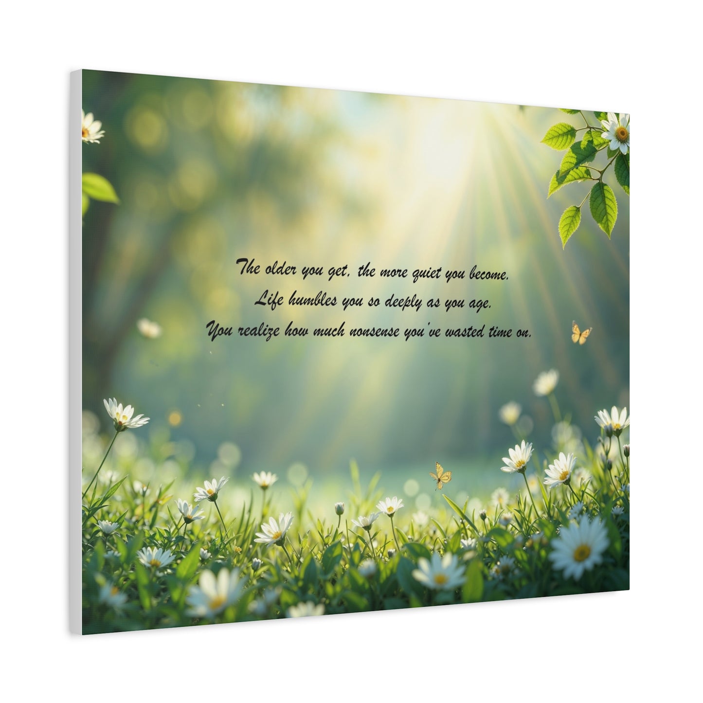 Sunlit Daisy Meadow Canvas Print – Inspirational Quote Wall Art