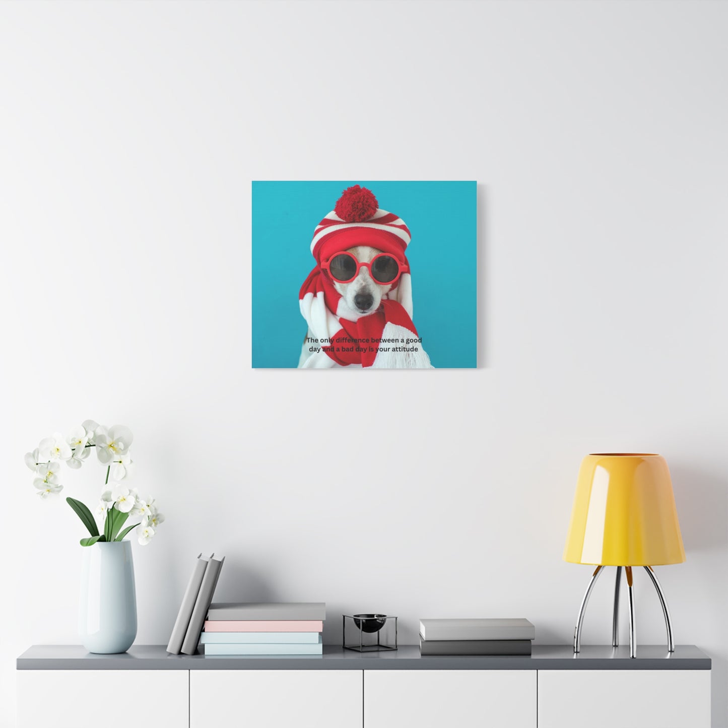 Whimsical Dog Canvas Art, Animal Lover, Inspirational Quote, Puppy Power
