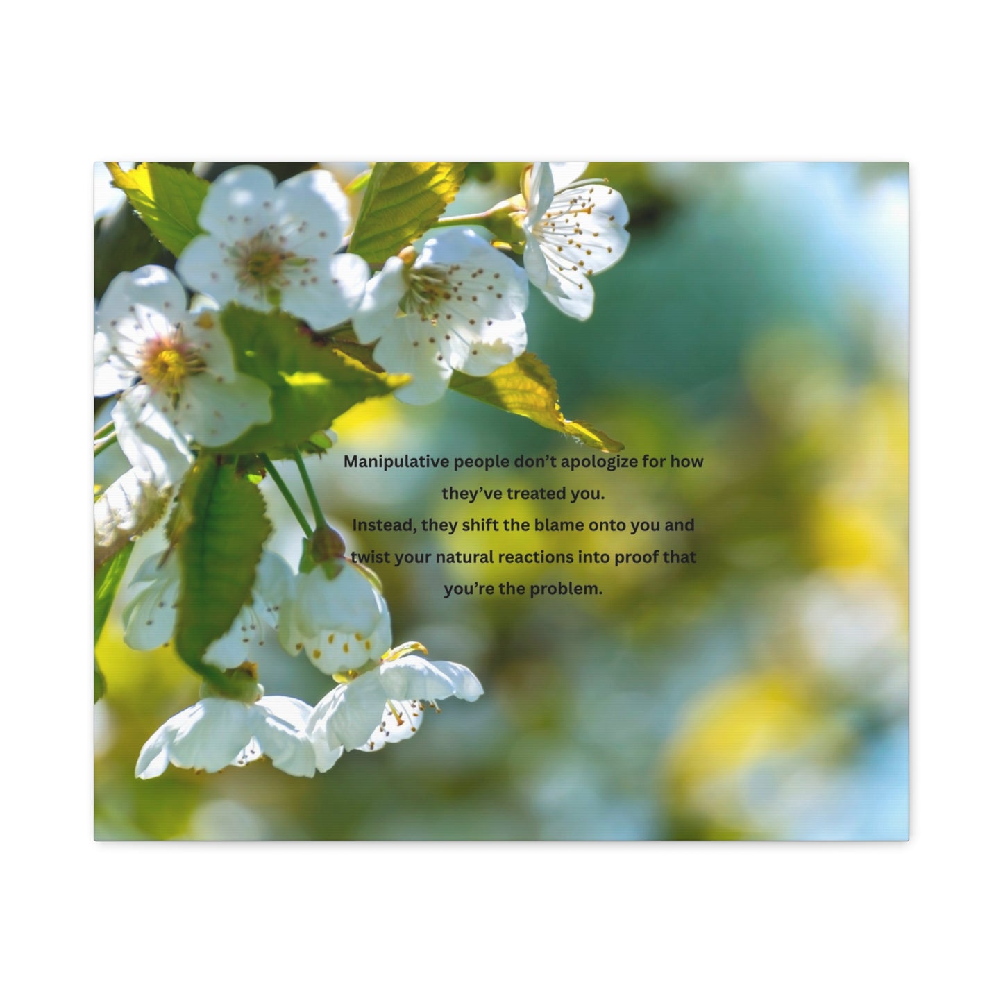 Inspirational Floral Canvas Wall Art — "Manipulative people don't apologize" Quote
