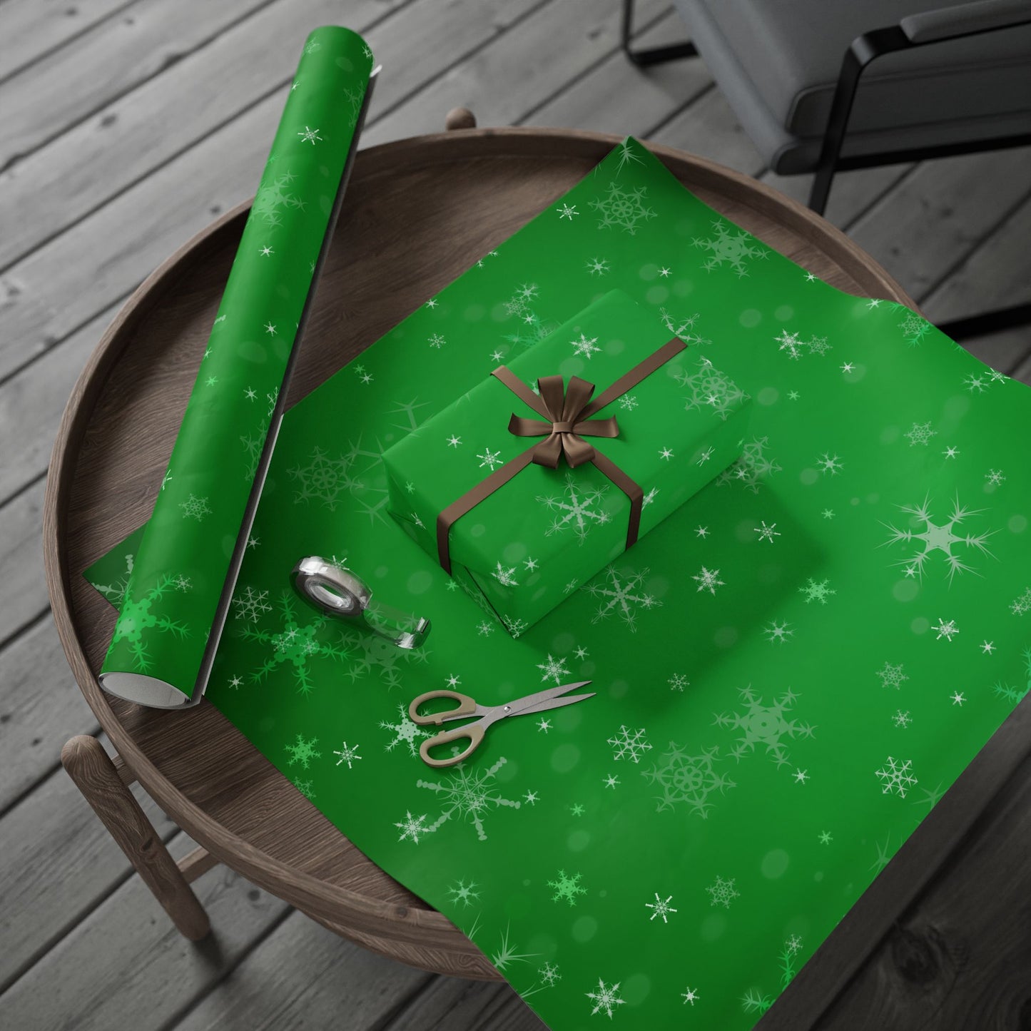 Festive Wrapping Paper Roll, Holiday Gift Wrap, Christmas, Birthday, Eco-Friendly Gift Wrap, Green Stars Design, Decorative Paper