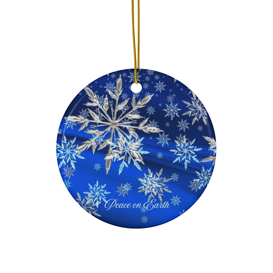 Ceramic Ornaments with Snowflake Design - Peace on Earth, Holiday Decor, Christmas, Winter Wonderland, Gift Ornament