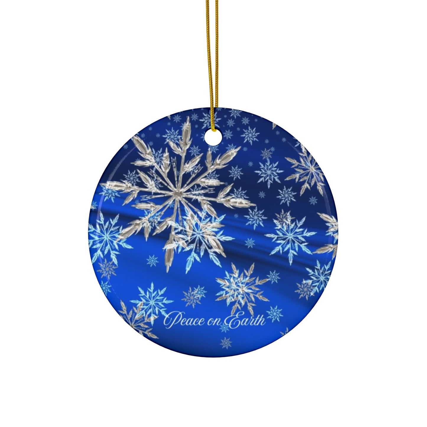 Ceramic Ornaments with Snowflake Design - Peace on Earth, Holiday Decor, Christmas, Winter Wonderland, Gift Ornament
