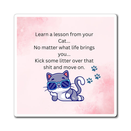 Whimsical Cat Magnet, Funny Cat Lover Gift, Kitchen Decor, Magnetic Reminder, Pet Lover Gift, Refrigerator Magnet
