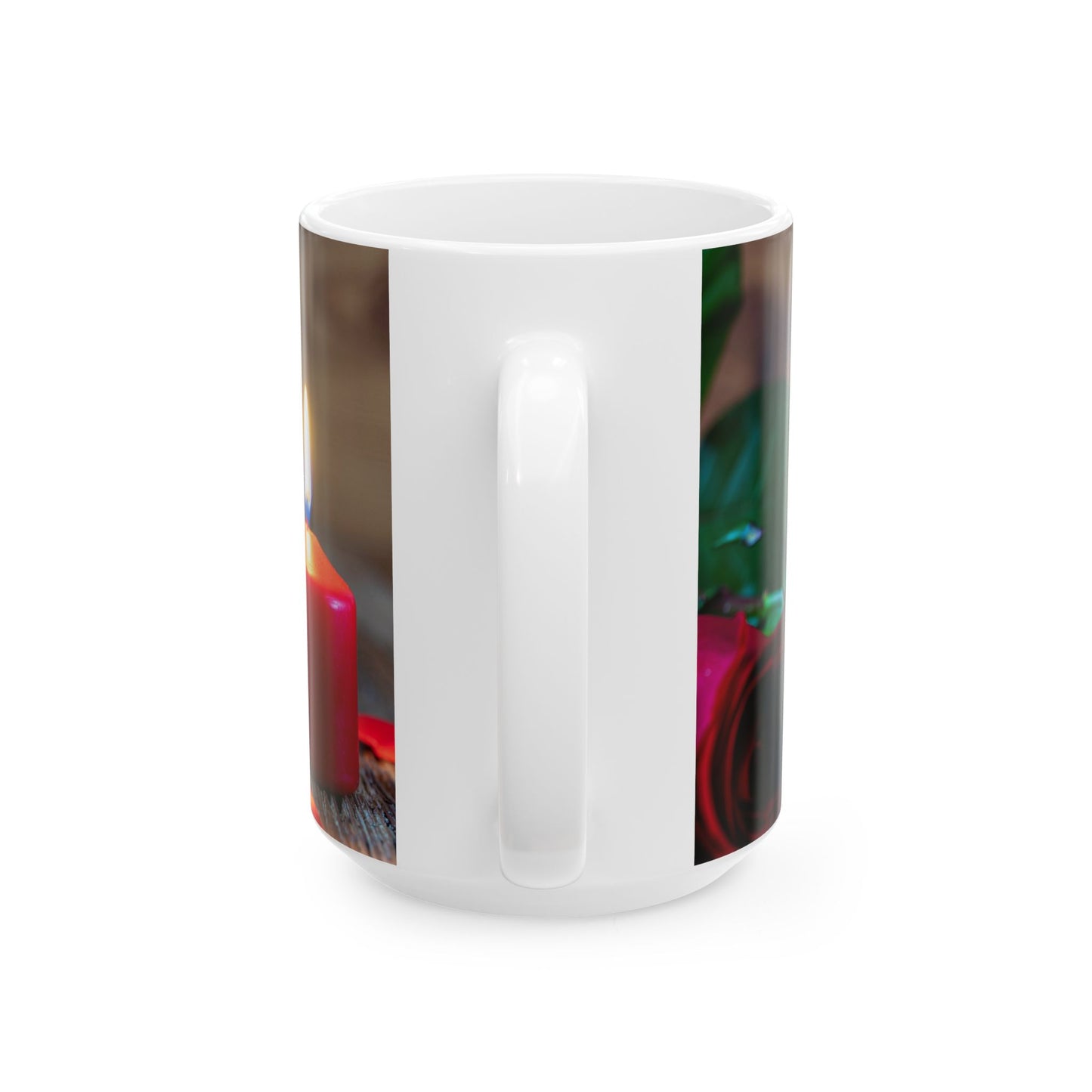 Inspirational Candle & Rose Ceramic Mug — "Don't let the ugly in others destroy the beauty in you" (11oz/15oz)