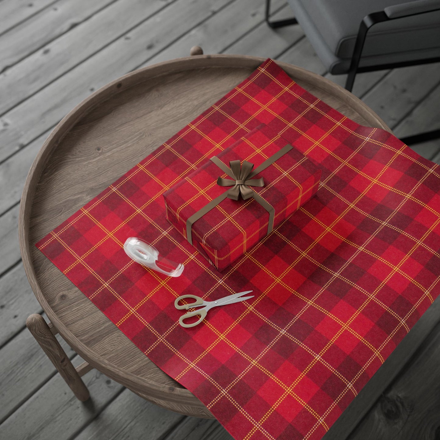 Red Buffalo Plaid Wrapping Paper Roll — Festive Christmas Gift Wrap