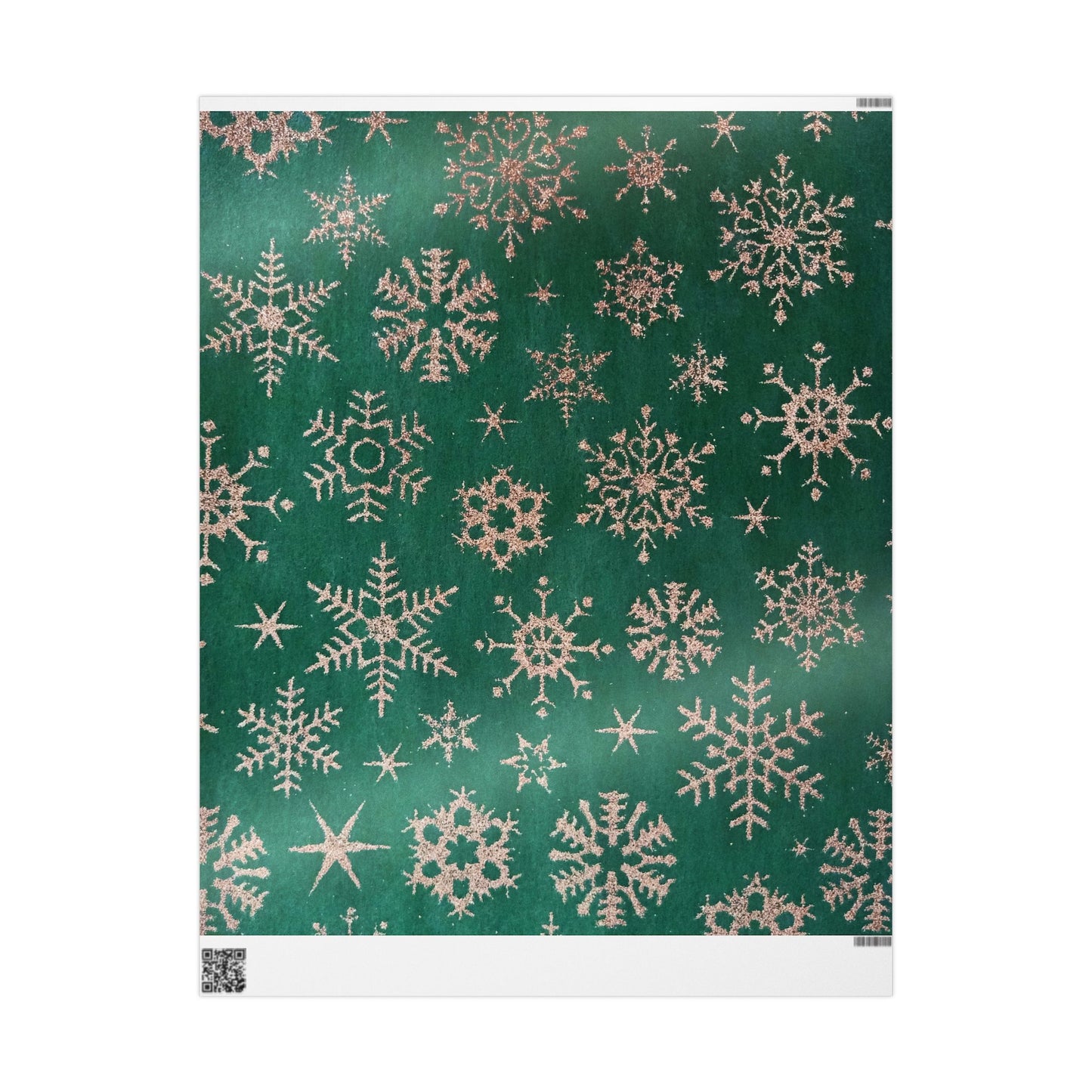 Green Snowflake Wrapping Paper Roll — Festive Holiday Gift Wrap
