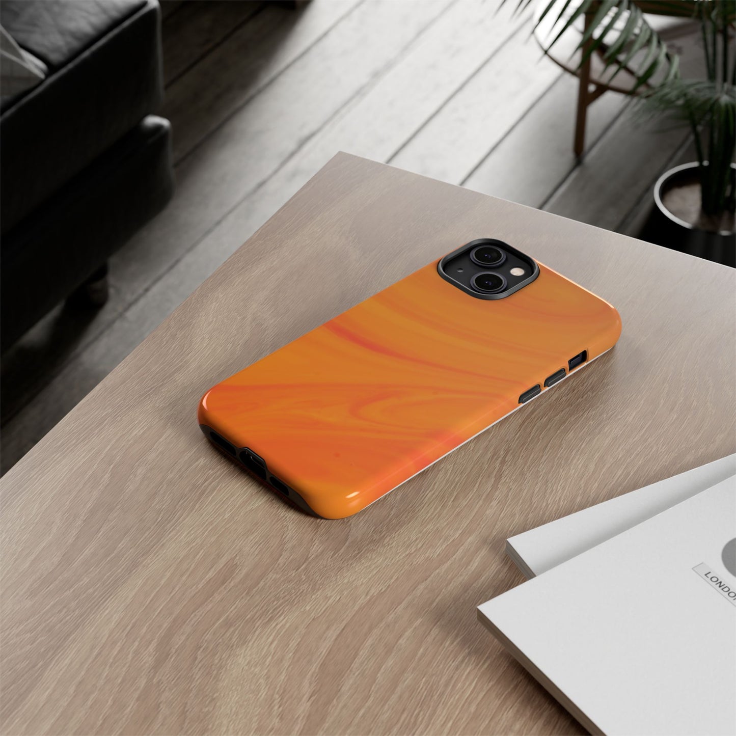 Tough Cases, Beautiful Orange Marble Design
