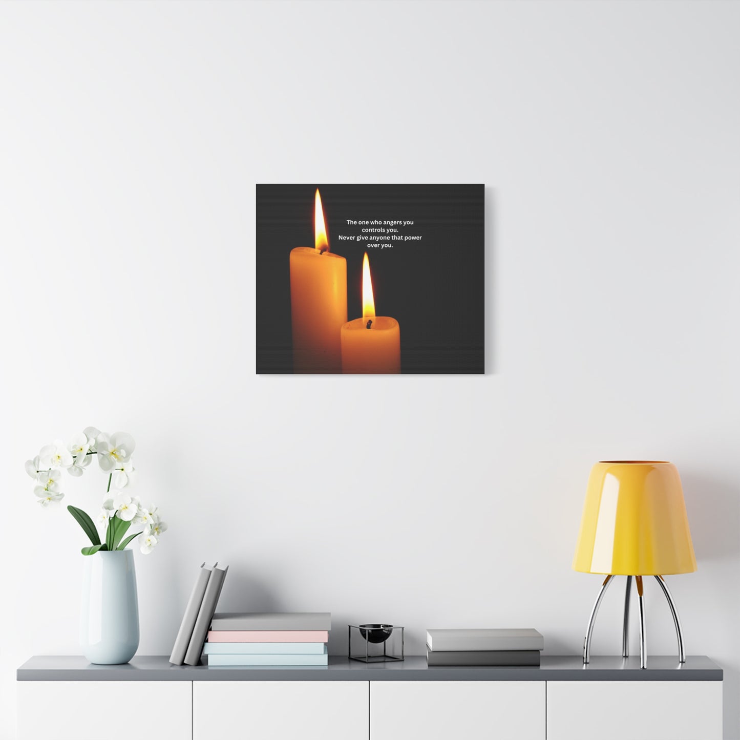Inspirational Candle Canvas - "The one who angers you controls you" Wall Art
