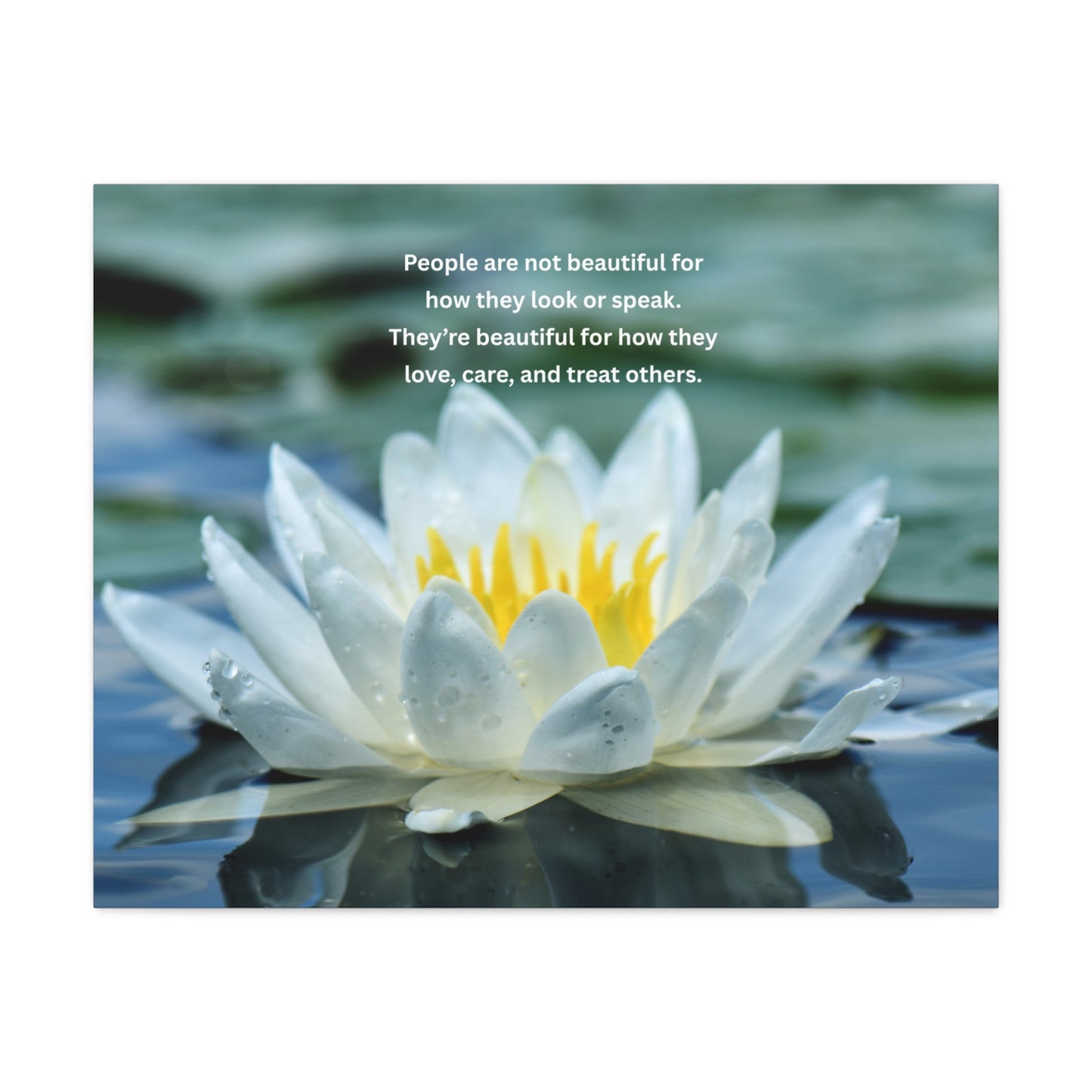 Lotus Wall Canvas – "People are not beautiful for how they look" Inspirational Quote Art