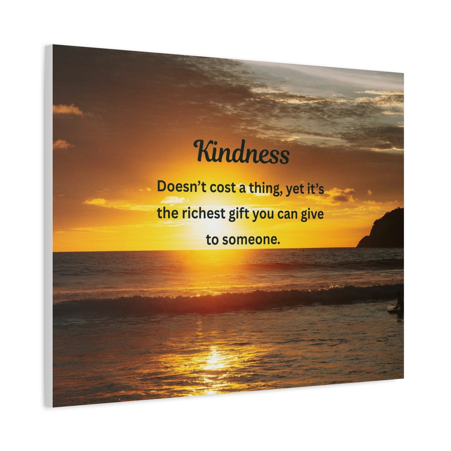 Kindness Quote Sunset Canvas Wall Art — Inspirational Matte Stretched Canvas