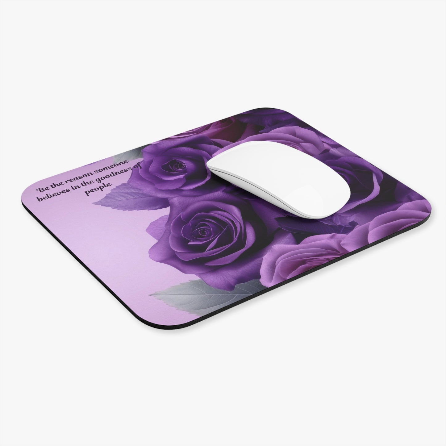 Floral Inspirational Mouse Pad, Purple Roses Desk Accessory, Gift for Her, Motivational Office Decor, Home Office Essentials