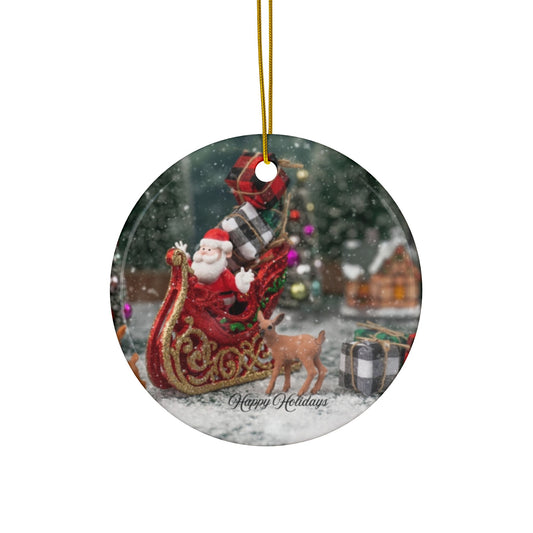 Christmas Ceramic Ornaments - Double-Sided Holiday Decorations, Custom Gifts for Tree, Home Decor, Festive Hanging Ornaments