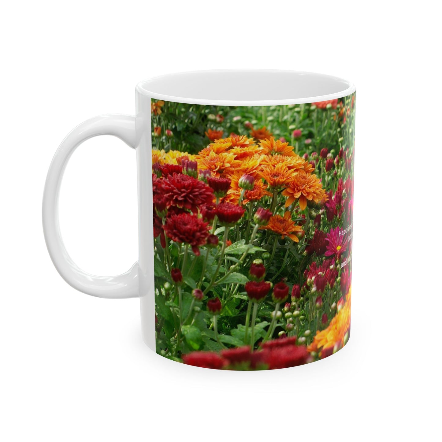Blossom Grove Ceramic Mug, Floral Coffee Cup, Spring Morning Mug, Gift for Plant Lovers, Inspirational Quote Drinkware