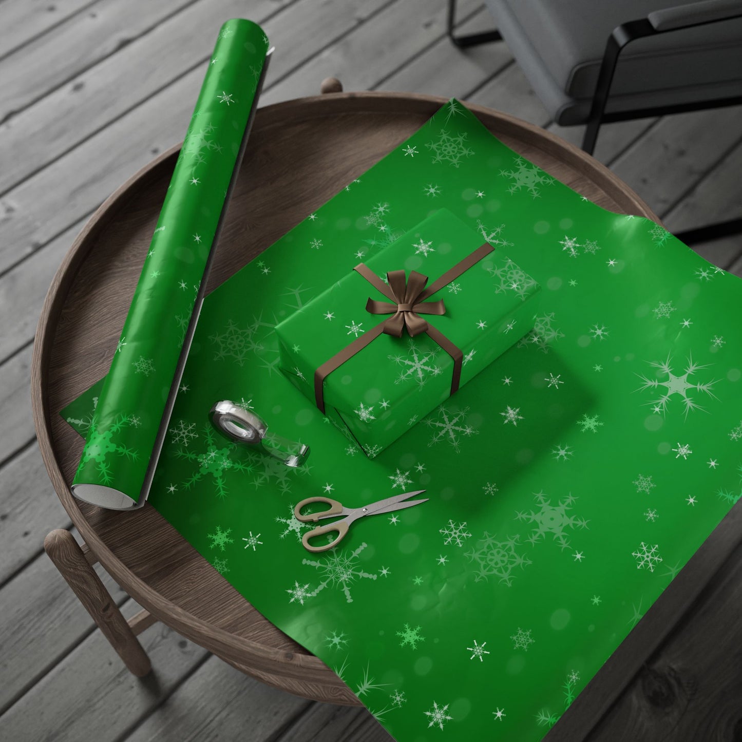 Festive Wrapping Paper Roll, Holiday Gift Wrap, Christmas, Birthday, Eco-Friendly Gift Wrap, Green Stars Design, Decorative Paper