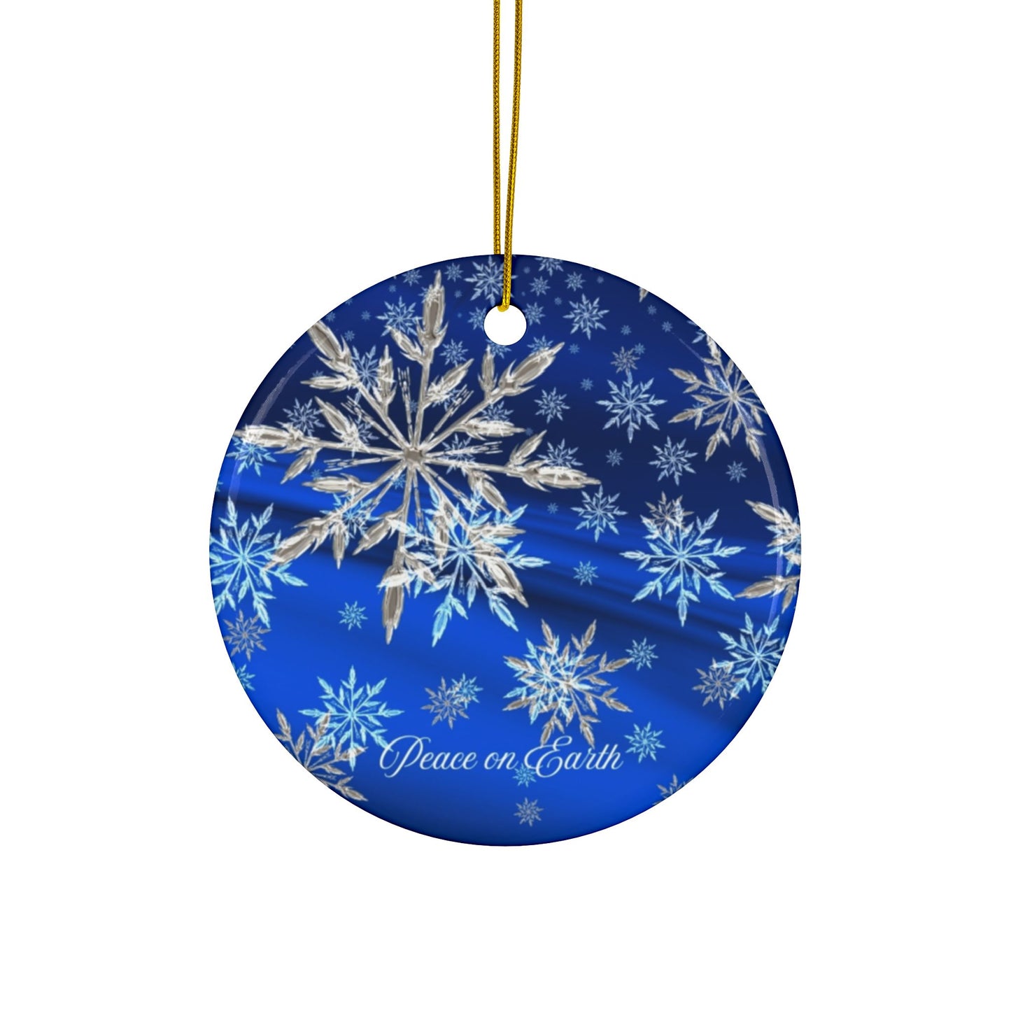Ceramic Ornaments with Snowflake Design - Peace on Earth, Holiday Decor, Christmas, Winter Wonderland, Gift Ornament