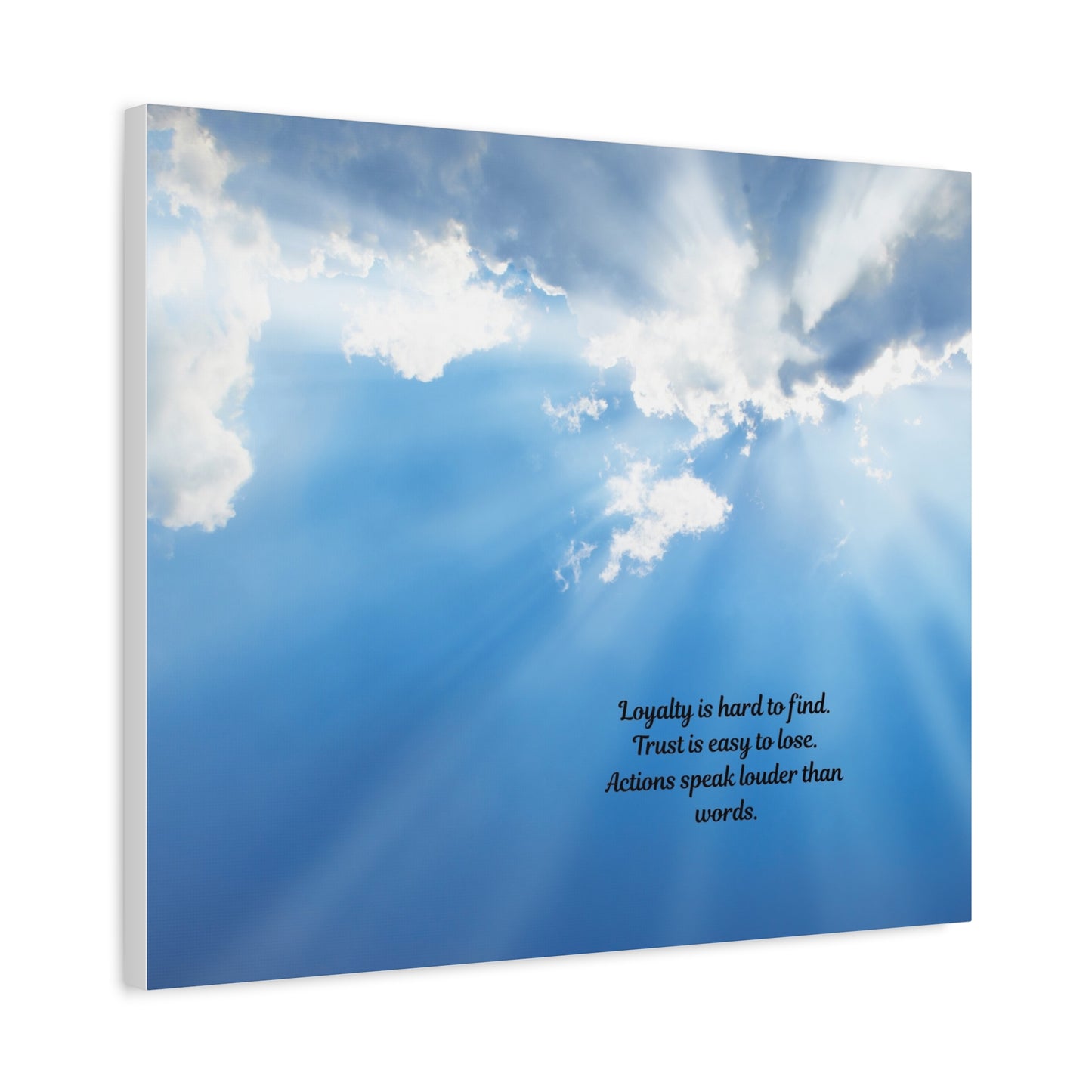 Inspirational Wall Art, Motivational Canvas Print, Home Decor, Loyalty Quote Art, Sky Artwork, Gift for Friends