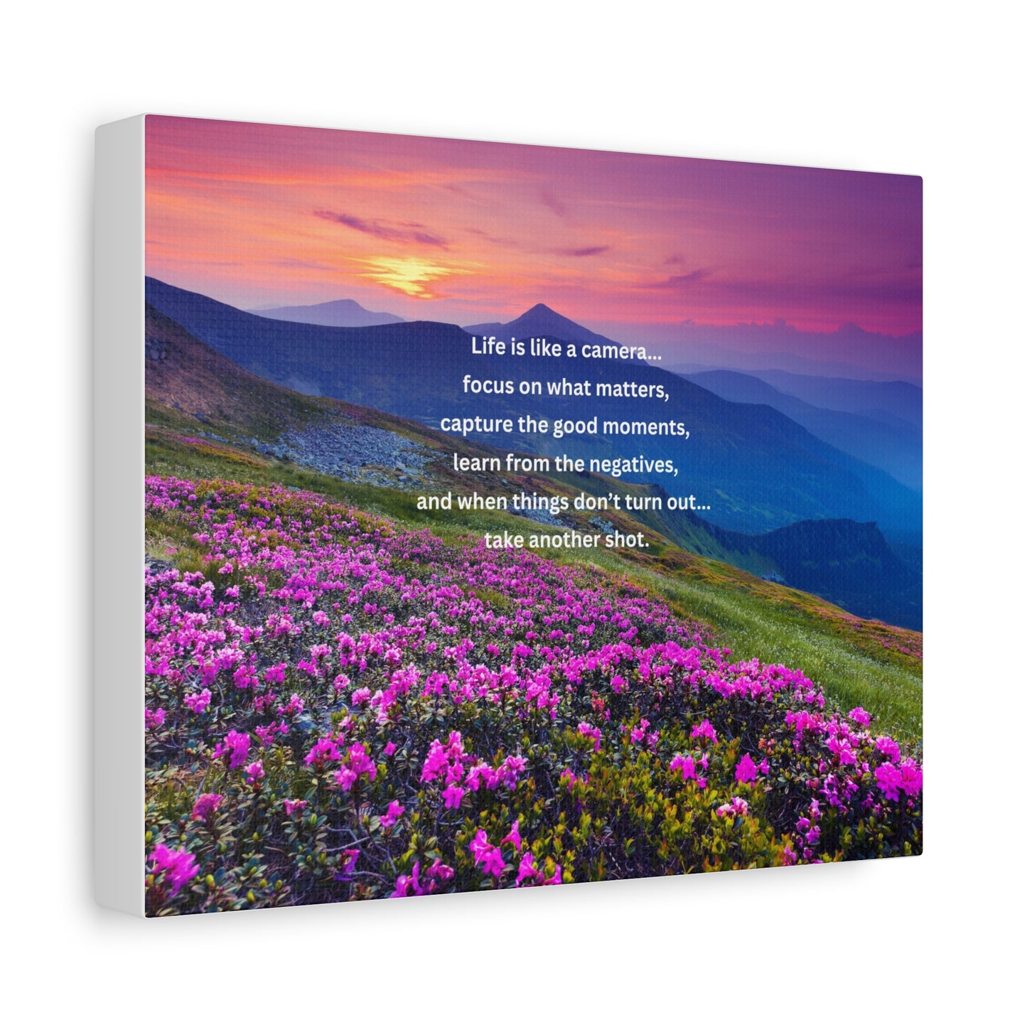 Inspirational Photography Quote Canvas — "Life is like a camera" Stretched Wall Art