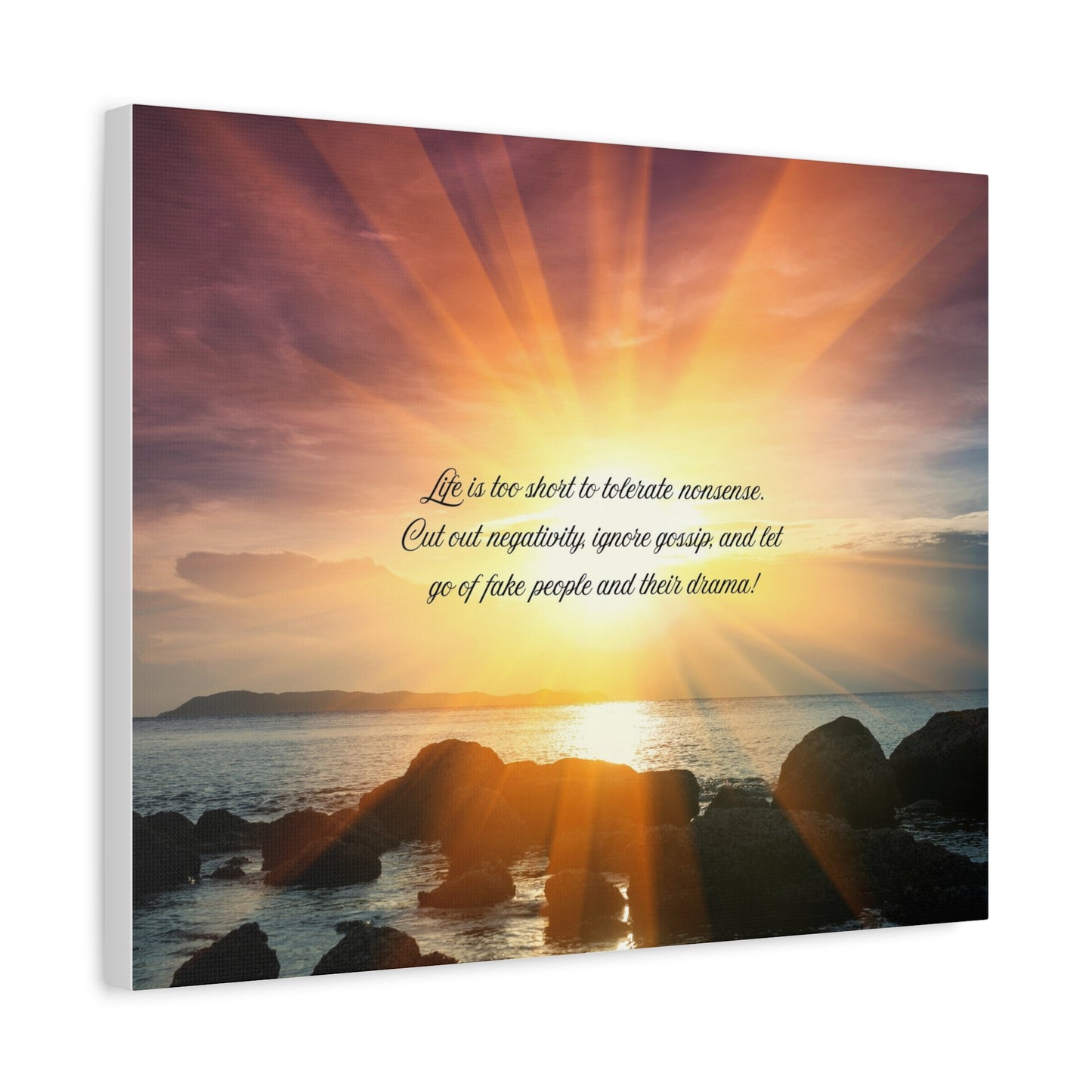 Inspirational Wall Art Canvas, Motivational Home Decor, Positive Quote Print, Beach Sunset Artwork, Gift for Friends