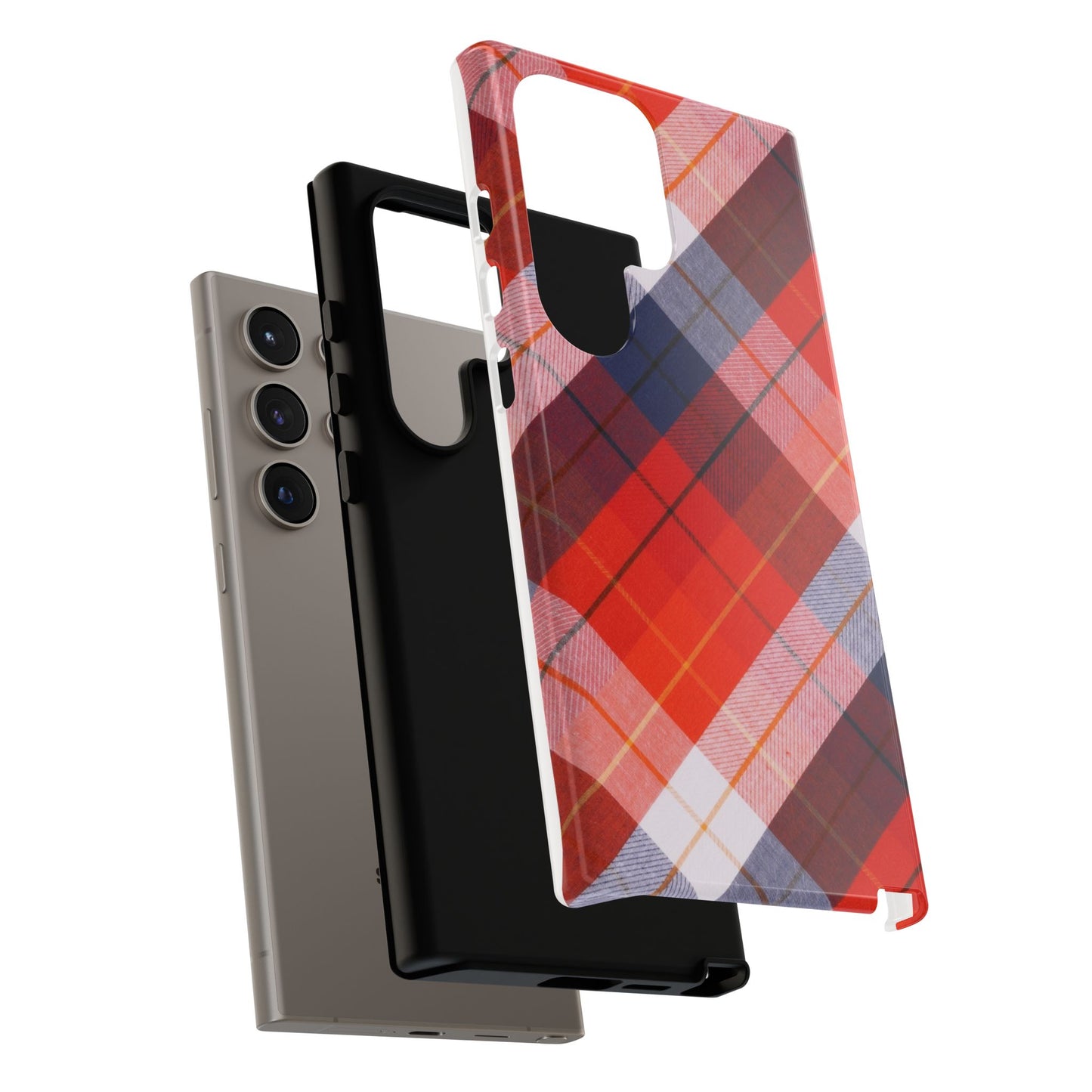 Tough Cases, Beautiful Red, White & Blue Plaid Design