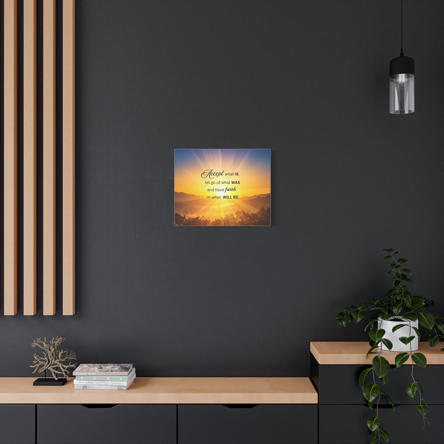 Accept What Is Inspirational Canvas Wall Art — Motivational Quote Sunrise Print