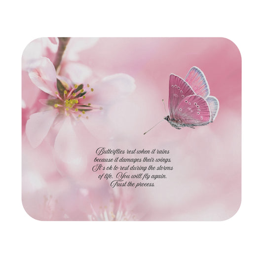 Pink Butterfly Mouse Pad, Inspirational Mouse Pad, Desk Accessory, Gift for Nature Lovers, Office Decor, Home Office