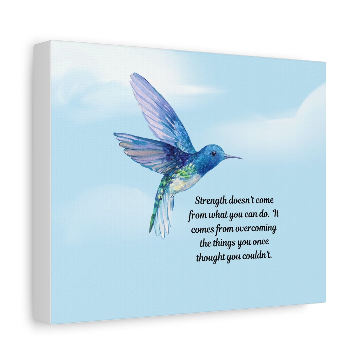 Inspirational Canvas Wall Art, Hummingbird Decor, Motivation Gift, Home Office Decoration, Strength Quote