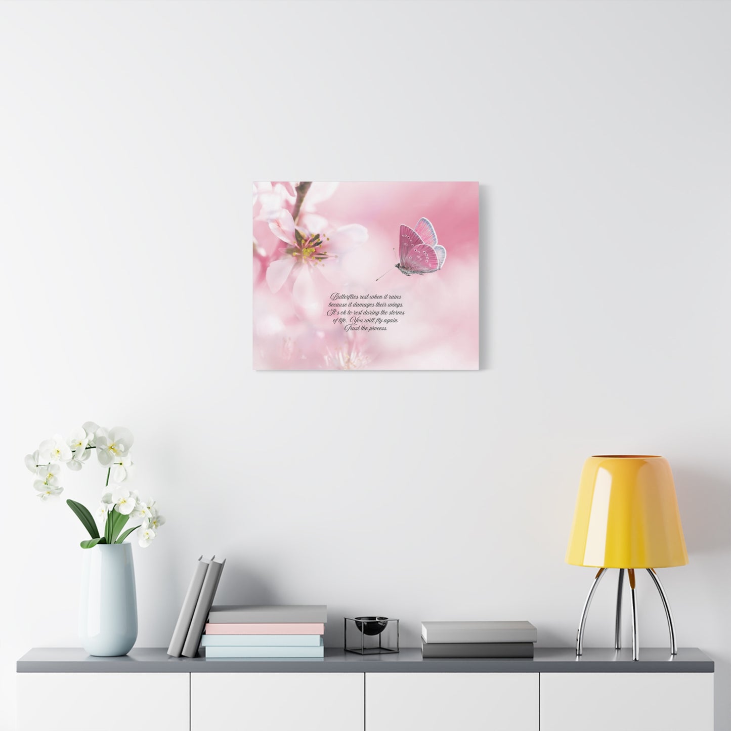 Pink Butterfly Canvas Wall Art, Inspiring Home Decor, Floral Artwork, Gift for Nature Lovers, Spring Decor
