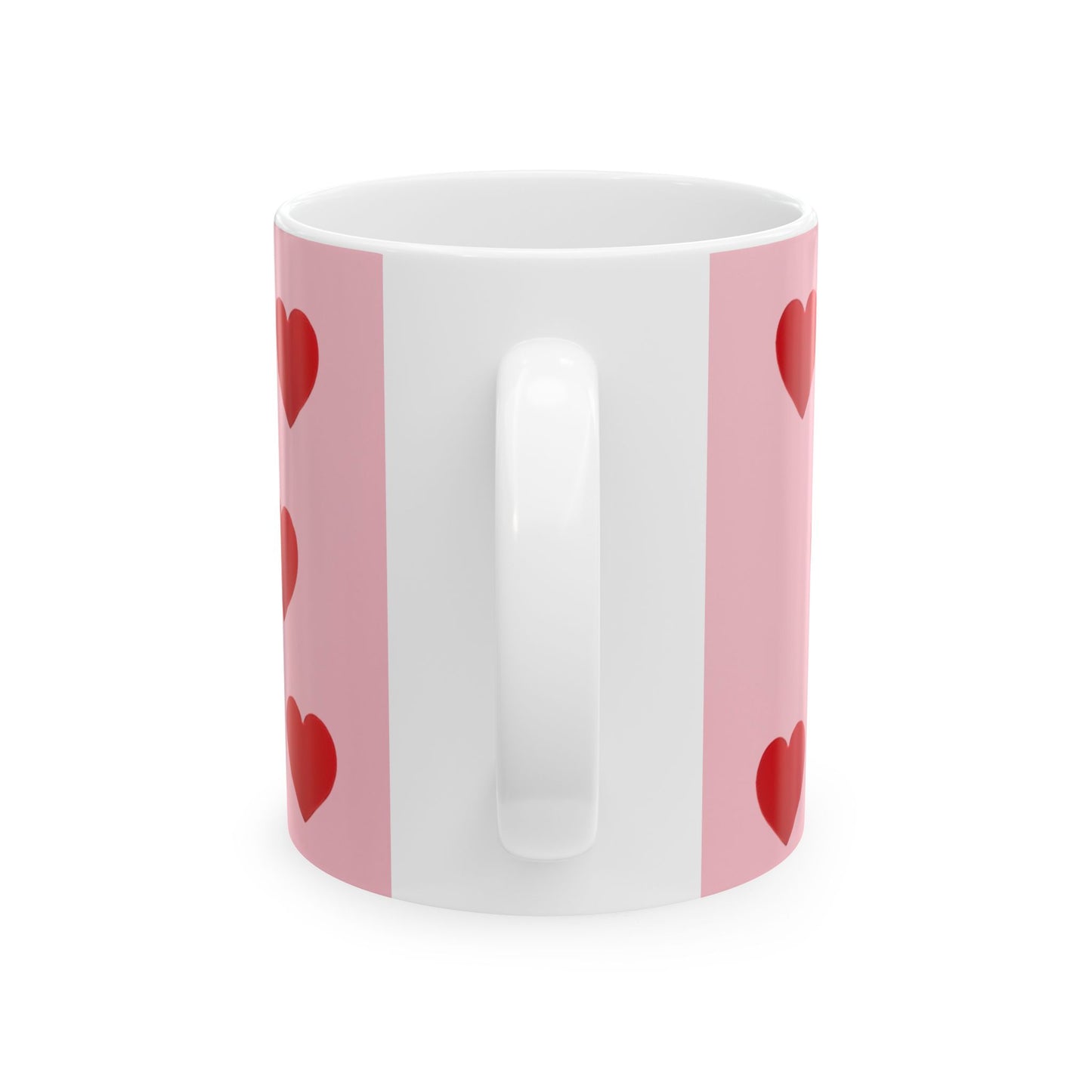 Valentine Love Hearts Ceramic Mug – Pink Red Heart Pattern (11oz & 15oz)
