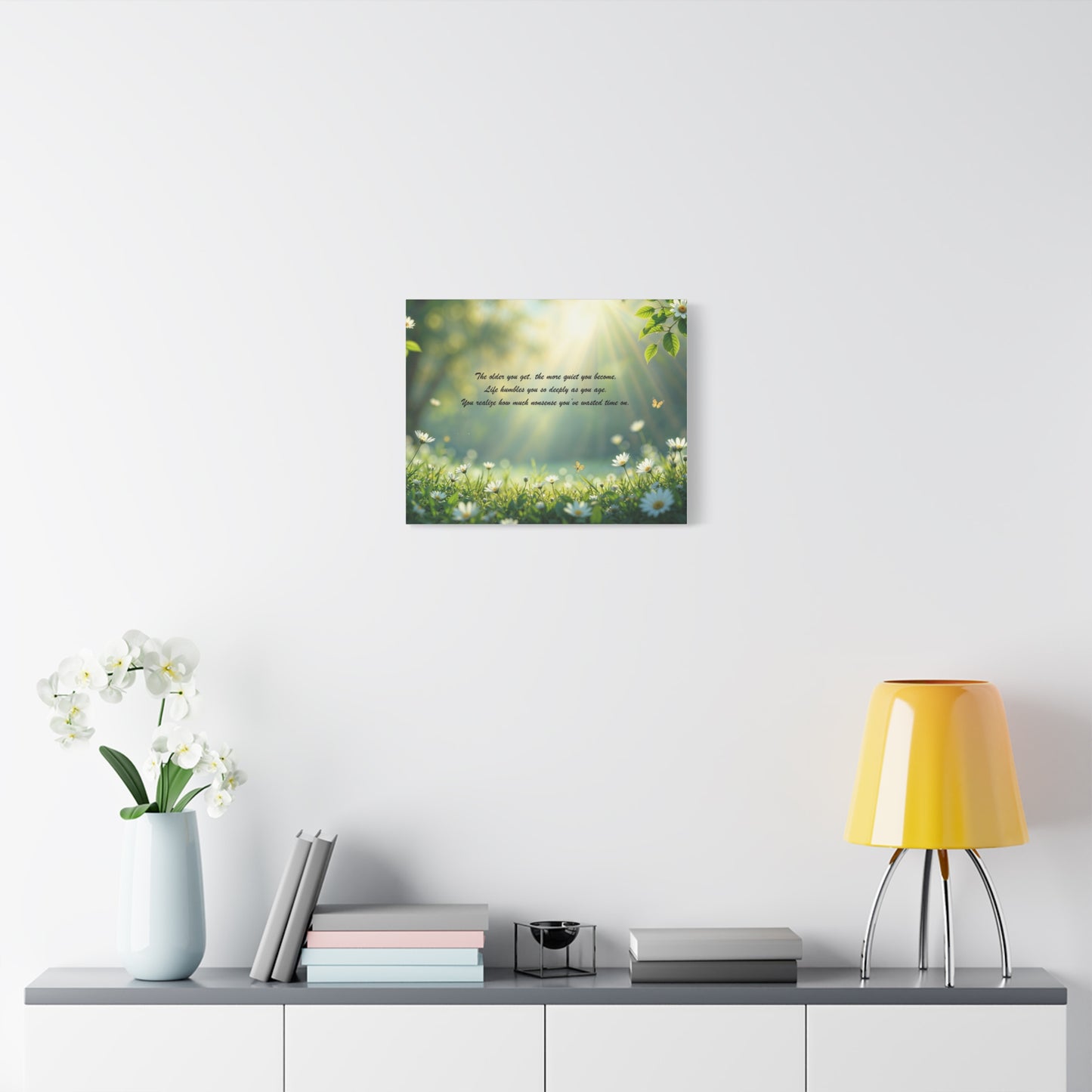 Sunlit Daisy Meadow Canvas Print – Inspirational Quote Wall Art
