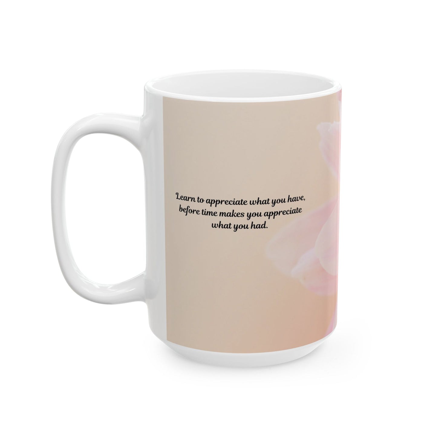 Pink Floral Ceramic Mug — Soft Pastel Flower Coffee Cup (11oz, 15oz)